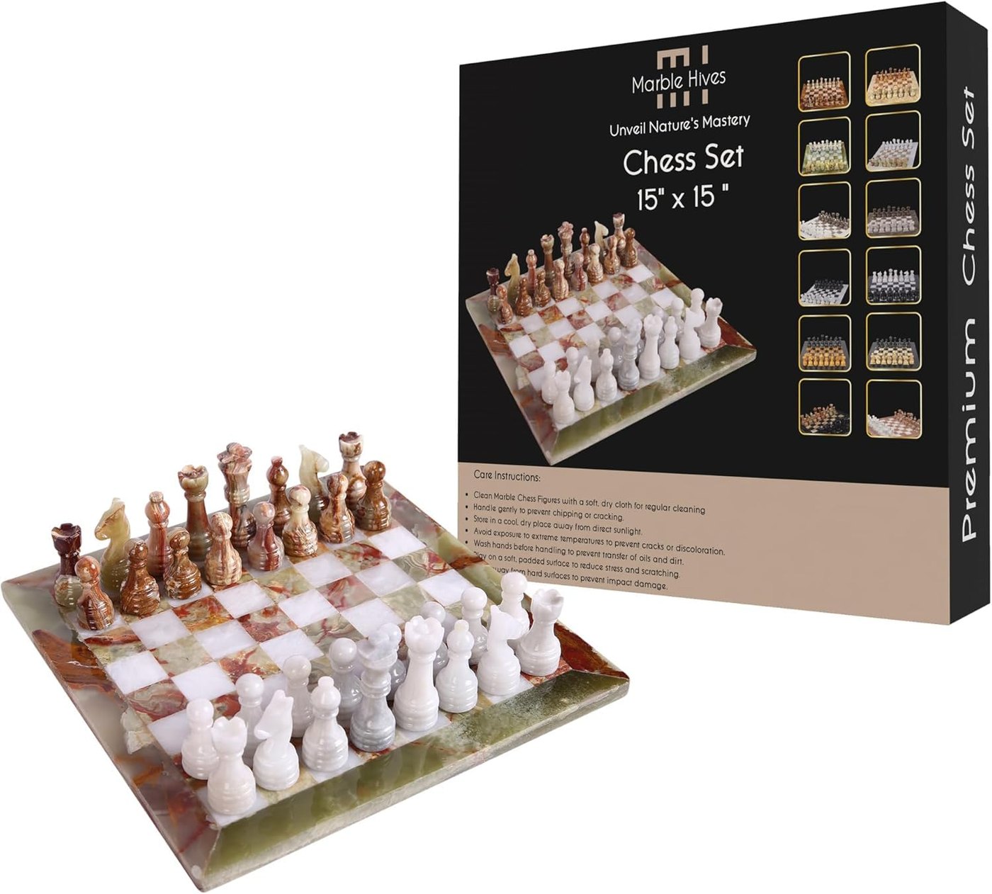 Natural marble chess set